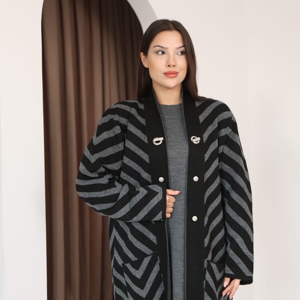 Black and Gray Chevron Coat